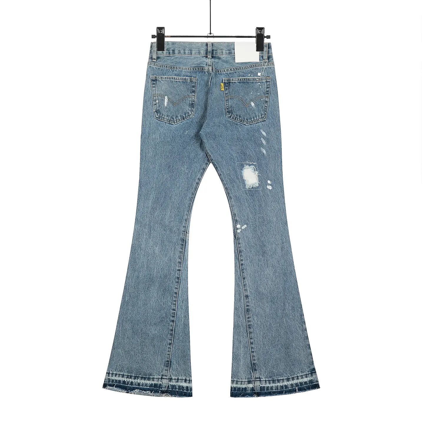 #8149 P250💰 Independent GALLERY DEPT. Vintage hole patch splicing black leather cross loose washed flared jeans - truly restore the ultimate vintage texture - original hardware accessories washed and other elevators, QR code analysis are all purchased from the original factory, high degree of restoration, you are welcome to compare with a certain product ~ - three-dimensional version loose and comfortable, not picky about the figure, tall and slim, factory Seiko, original factory quality control, same style for men and women, can be matched with couples, versatile recommendation Essential jeans for all seasons - sizes: 28 30 32 34 36